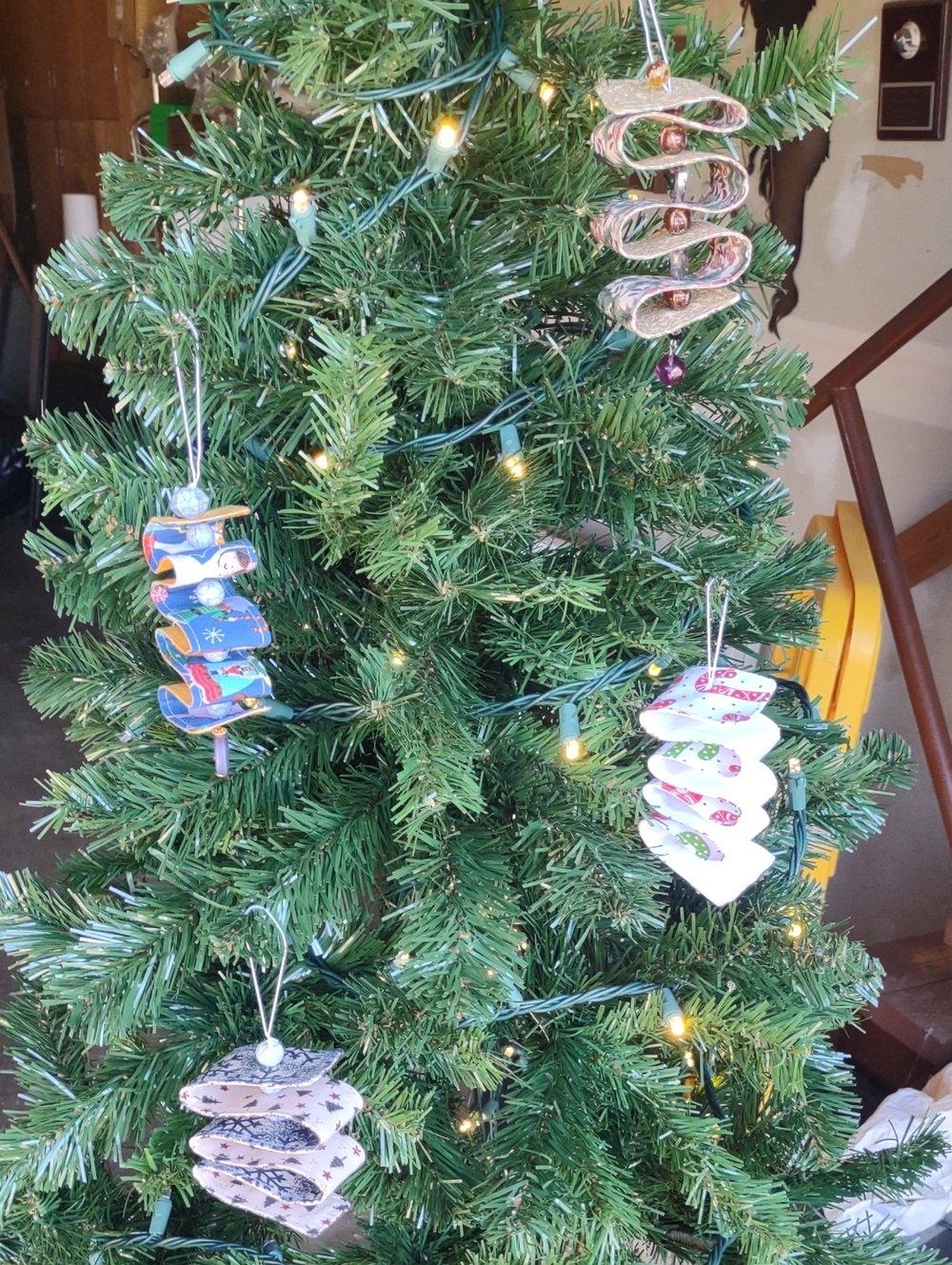 Handmade Spiral Fabric Ribbon Candy Christmas Ornaments